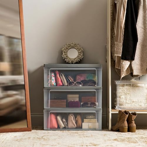 IRIS USA 3-Drawer Wide Storage Cart with Wheels, Organizer, Gray