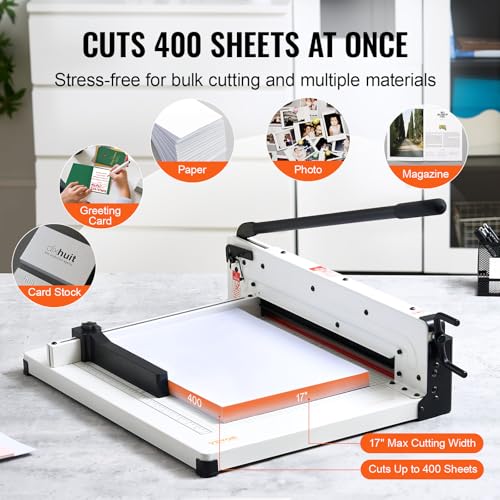 VEVOR Industrial Paper Cutter A3 Heavy Duty Paper Cutter 17 Inch Paper Cutter Heavy Duty 400 Sheets Paper with Clear Cutting Guide for Offices, Schools, Businesses and Printing Shops