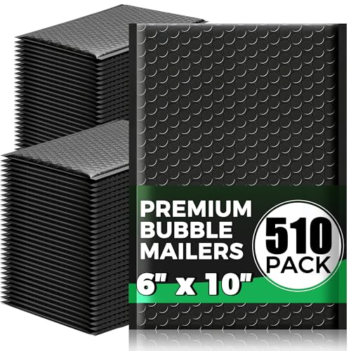 510 Pack 6’’ x 10’’ Bubble Mailer - Self-Sealing Waterproof Small Mailing Envelopes Padded Lightweight Bags 6 x 9 Usable Space for Apparel Accessories, Phone Cases, Trading & Greeting Cards, Prints