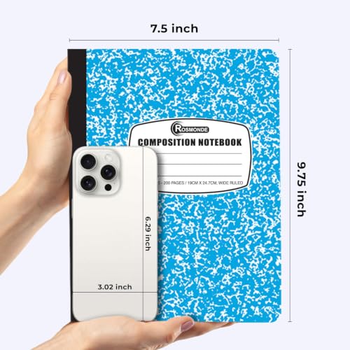 Rosmonde 100 Pack Composition Notebooks Bulk Wide Ruled, Bulk Color Marble