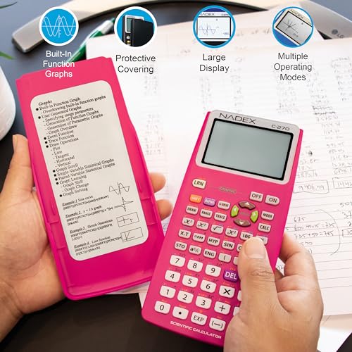 Scientific Calculator with Graph Functions for College and High School Students, Engineering, Advanced Mathematics, Calculus, Algebra, Geometery, Trigonometry, Statistics, Physics, Chemistry - Pink