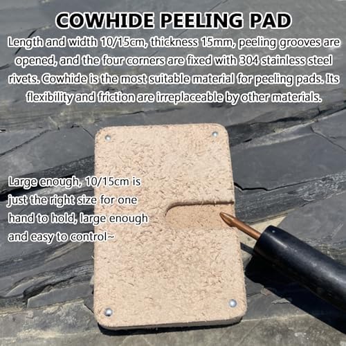 JYSWDZ Obsidian Crafting Tool, 12-piece Flint Knapping Tools Pad Kit, with Cowhide Peeling Pad, for Pros and Beginners, Crafting Obsidian Stone and Crystal, Three Colors Available A Beechwood Handle