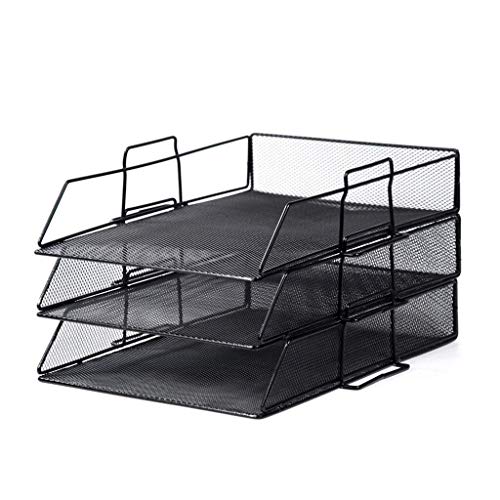 PMFNVXUW Stackable Mesh Tray Desktop Organizer Document Letter Paper File Sorter，Office and Home, Black