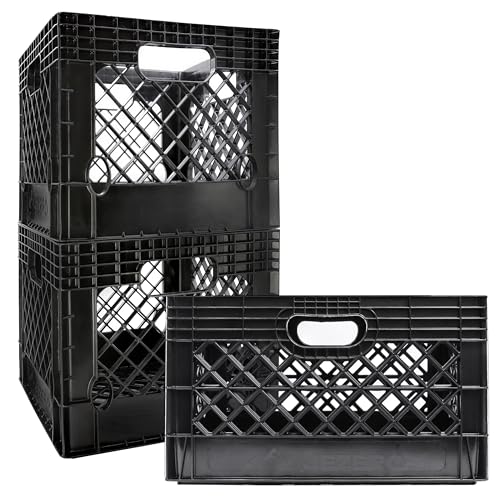 JEZERO Heavy-Duty Commercial Utility Crate | Made from Durable Recyclable HDPE | Impact-Resistant Storage Crate for Heavy Loads | 19" x 13" x 11", 24 Quart, 3-Pack
