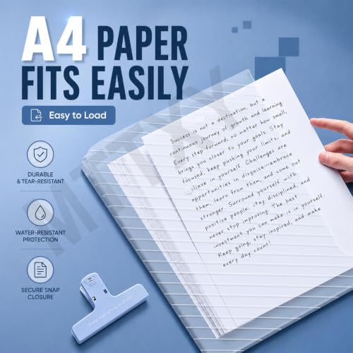 Colored A4 File Folders, Snap Button Sleeves, Pack for School,100PCS