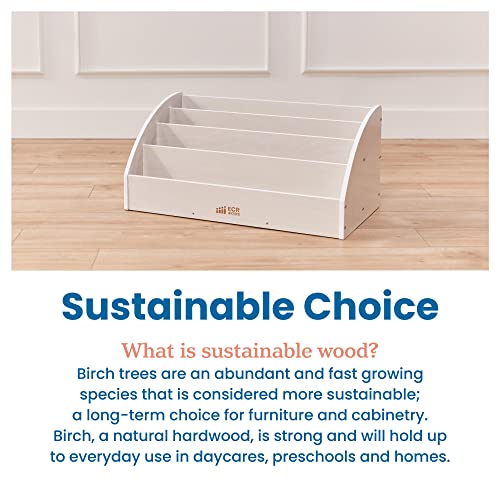 ECR4Kids 4-Shelf Toddler Book Display, Wooden Bookshelf, 30in W, White Wash