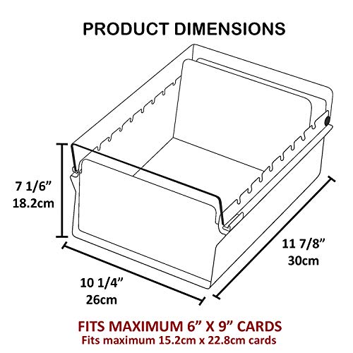 Acrimet 6 x 9 Card File Holder Organizer Box Metal Base Heavy Duty (AZ Index Cards and Divider Included) (Green Color with Crystal Plastic Lid Cover)