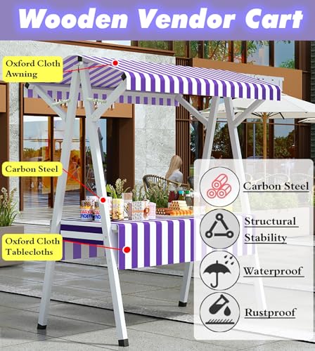 MLYAYE Retail Display Stand Red Green for Vendor Booth, Portable Carbon Steel Folding Shop Concession Stall Shelf with Awning & Tablecloth for Selling Food/Market Vending(Red,L 43 inch)
