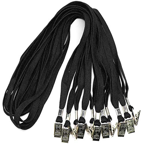 Ollain Badge Lanyards Neck Bulk Cruise Lanyards Black Lanyard with Clip for ID Card Name Tags Badge Holders (Black, 100 Pack)