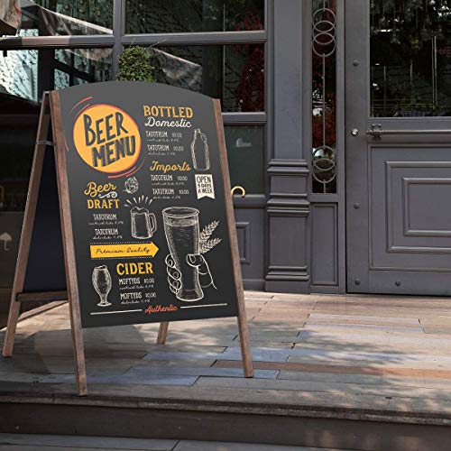 Tangkula 40 x 26 Inches A-Frame Chalkboard Sign, Rustic Wooden Double-Sided Standing Sidewalk Chalkboard Sign Sandwich Board, Ideal for Businesses Wedding Announcements & Events