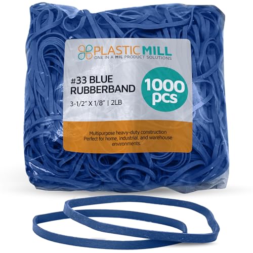 PlasticMill Rubber Bands Size 33, Office Supplies, Blue, 1,000-Pack