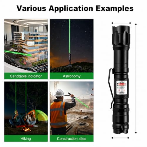 Damflew Green Laser Pointer, Type-C Charge, Laser Beam with Starry-Sky Cap