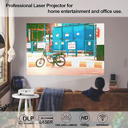 3200 Lumens DLP 1080P Long Throw Laser Professional Projector with Wireless Connection