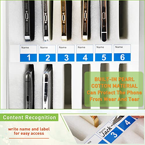 Aluminum Alloy Pocket Chart Cell Phones Storage Cabinet for Cell Phones,Wall-Mounted with a Locked,Can be Carried by Hand (Silver 24 Slots)