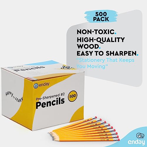 Enday #2 Pencils Bulk - 500 Pack - Pre-sharpened pencils