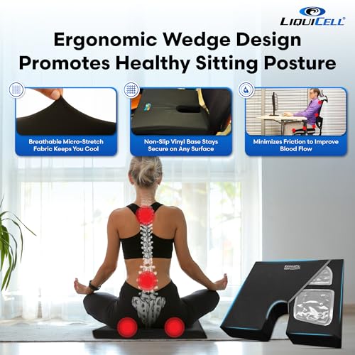 ERGO21 LiquiCell Coccyx Seat Cushion, Aid for Tailbone Pain Relief, Sciatica Pain, Back Support | Donut Like Butt Pillow for Long Hours Sitting at Home/Office Chair (20" W x 18" L x 3.5" H)