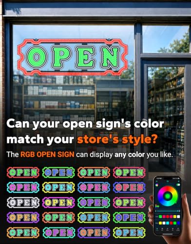 Color Changing LED Open Sign for Business With Remote And Timer, 48" X 16"