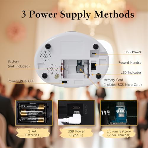 PLIFOEW Audio Guest Book Wedding Phone,Audio Guestbook Phone Vintage Style Audio Message Voicemail for Graduation Retirement Party Birthdays Baby Shower Special Occasions (White)