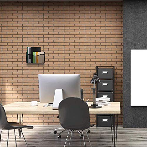 3 Pocket Wall Mount File Hanging Organizer, Metal Mesh Office Home Folder Binder Holder Magazine Mail Sorter Rack + Hardware, Black