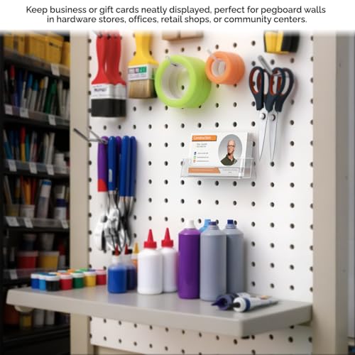 Marketing Holders 24 Pack Pegboard Business Card Holder Clear Acrylic Holds 3.5" x 2" Gift Cards Space Saving Rack for Medical Complexes and Doctors Offices