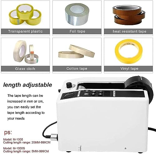 ZQJYMXM Automatic Tape Cutting Machine, Manual/Auto Electric Tape Dispenser, 5-999mm/20-999mm Cutting Length, 7-50mm Tape Width, for Cutting Scotch Tape, Double-Sided Tape, Cotton Tape,M-1000