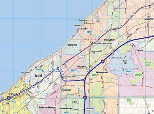 Topographics Greater Cleveland Metro Area Laminated Wall Map (42" x 53")