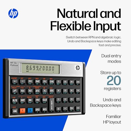 HP 12C Platinum Financial Calculator, 130+ Functions, RPN, Undo Key