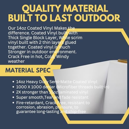 Custom Vinyl Banner, 14oz Premium Coated Vinyl, Full Color, indoor/outdoor Heavy Duty Sign, Design Online or Print Your Design file. 1 Sided (6 X 8 ft (H X W))