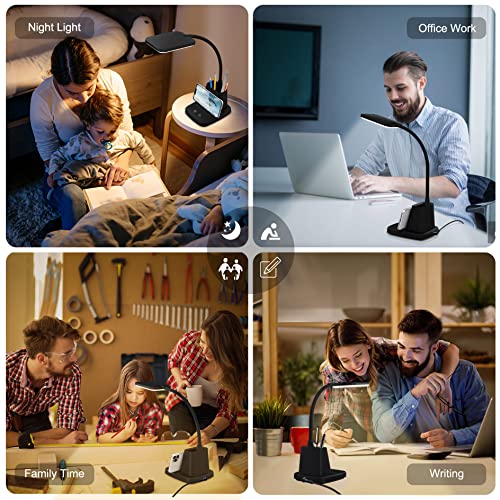 Sailstar LED Desk Lamp with 10W Wireless Charging & Pen Holder, Black