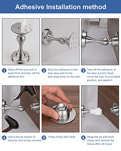 Magnetic Door Stop Stainless Steel ZUONAI 2 Pack Magnetic Door Stopper Heavy Duty Magnetic Door Holder Sticking Outdoor Magnetic Floor Door Stop Strong Magnet Door Stoppers for Walls and Floor