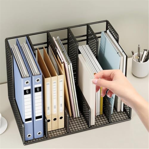 File Organizer Desk File Organizer 5 Sections Upright Mesh Desktop Sorter Office Holder Desk(White)