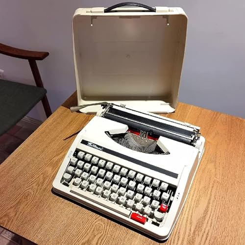 Jiangtaom Classic Portable Manual Typewriter, Traditional Portable Vintage Typewriter, Great Gifts for Writers and Authors(White)