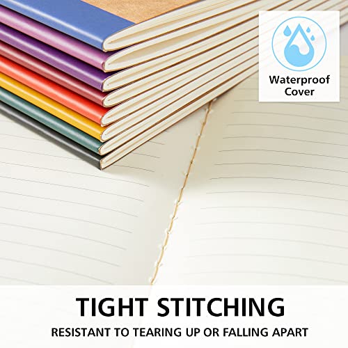 feela 56 Pack Composition Notebooks Bulk, Kraft Cover Lined Blank College Ruled Composition Travel Journals with Jewel Tone Spines For Women Students, 60 Pages, 8.3”x 5.5”, A5, 8 Vintage Colors