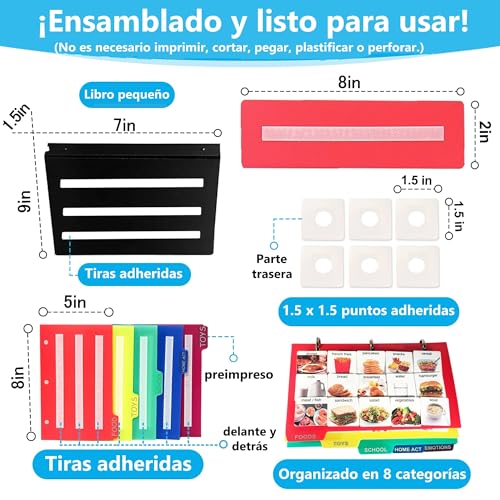 Visual Communication Book,162 ASD Photo Picture Cards: Autism Language Vocabulary, Speech Articulation Therapy, ADHD & Aprexia Learning (Spanish Laminate Real Photo Book, Small)