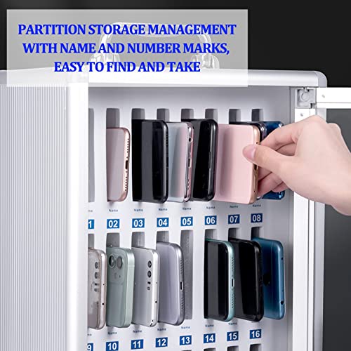 UHRLGHS Wall-Mounted,Lock Box Phone,Cell Phone Lock Box,Phone Storage,Wall Mount Storage Box,Phone Cabinet(Silver 24Slots)