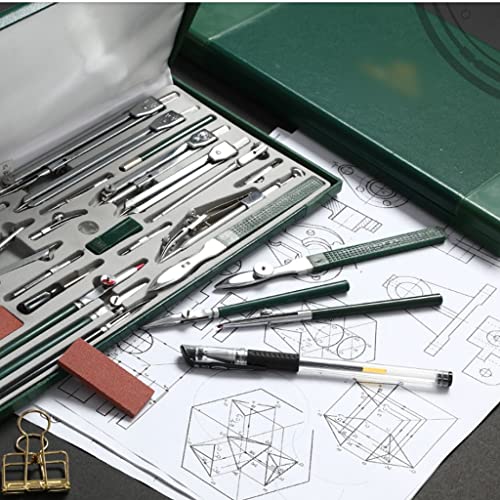 UNNS Drawing Compass 23 Piece Compass Set Math Geometry Tool Set with Lead Refill Protractor, Multifunctional for School Home and Office Tools Geometry Set (Color : A)