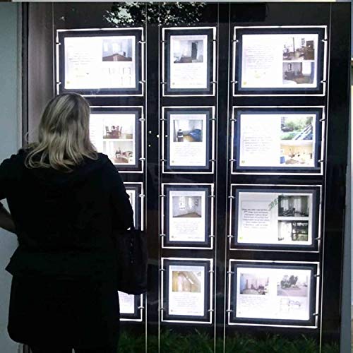 A3 Landscape Real Estate Window Hanging Display Office Led Acrylic Poster Frame Light Box Sign Holder (4pcs A3 a raw, Horizontally)