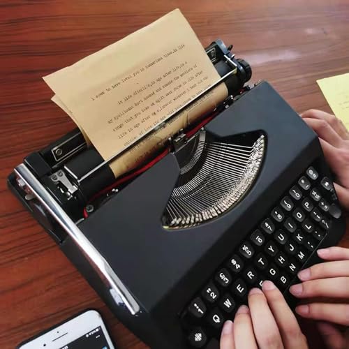 TBQATNTS Manual Typewriter Machine, Retro Portable Typewriter with Ribbon for Typing Letters, Notes, and Display, Great for Home or Office Decoration,Black