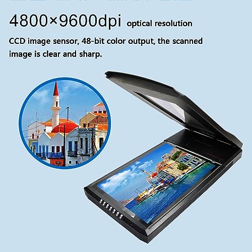A4 Large Format Flatbed Scanner, Color Photo, Image, Film, Negative & Document Scanner, 4800 Dpi Optical Resolution, Frameless, Auto-Scan, for Home and Home Office