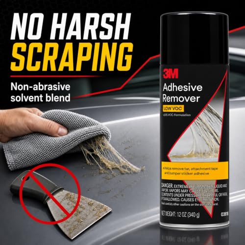 3M Adhesive Remover 12 oz (Pack of 3) – Low VOC, CARB Compliant, Fast-Acting Residue-Free Solvent Removes Adhesives, Stickers, Tape, Tar & Wax – Safe on Automotive Paint, Glass & Vinyl