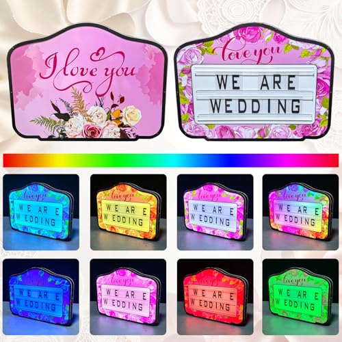 Wedding LED Message Board - Bottle Service Sign with Changeable Letters & Colors, 7-8H Endurance, Safe Rounded Edges, Anti-Drop Design, for Bridal Party, Aisle Decor & Photo Booth Decor,S-A