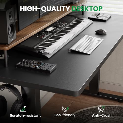 DeskShow Black 47x24 in Electric Standing Desk, 0.8 Inch Thick Tabletop