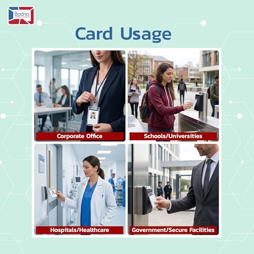 Bodno CR80 Mylar Adhesive Backed PVC Cards — 10 Mil Stickyback Overlay for Clamshell Proximity Cards | Printable, Peel & Stick | ID Badges, Access Control [200 Pack]