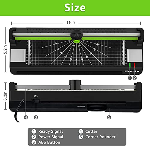 Laminator Machine for A3/A4/A6, Thermal Laminating Machine for Home Office School Use with 50 Pouches, Paper Trimmer and Corner Rounder (Green)