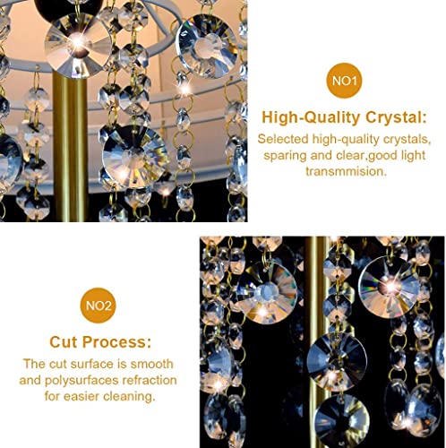 POCHY Luxury Floor Lamp Floor Lamp Modern Crystal Led Standing Lamps Fabric Lampshade Bedroom Floor Light for Home Living Room Bedside Interior Easy use