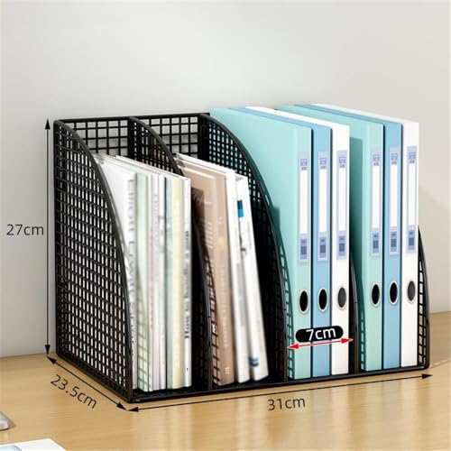 File Organizer Desk File Organizer, Metal Mesh Vertical Desktop Holder, 4-Section File Organizer for Office Desk(White)