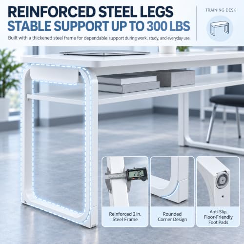 Training Table with Storage Shelf, Conference Room Table, Steel Frame