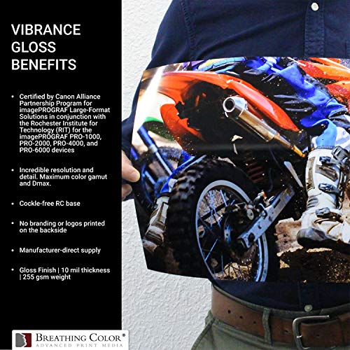 Vibrance Gloss Photo Printer Paper 10 mil 255 gsm Glossy Finish Premium Photo Paper Sheets 13 inches x 19 inches 50 sheets Works with All Inkjet Printers Including Professional Makes and Models