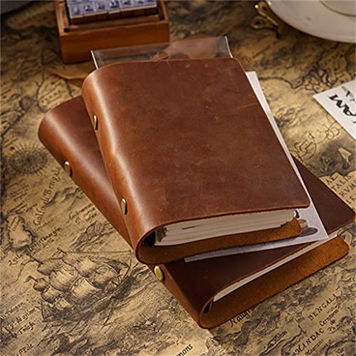 GFHSKRPL Leather-bound Notebook Vintage Plan Diary Travel DIY Diary Notebook Stationery(Graph Paper)