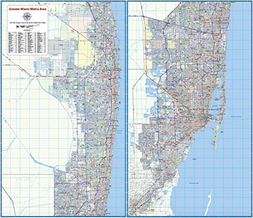 Greater Miami Metro Area Laminated Wall Map (52” Wide by 45” high)